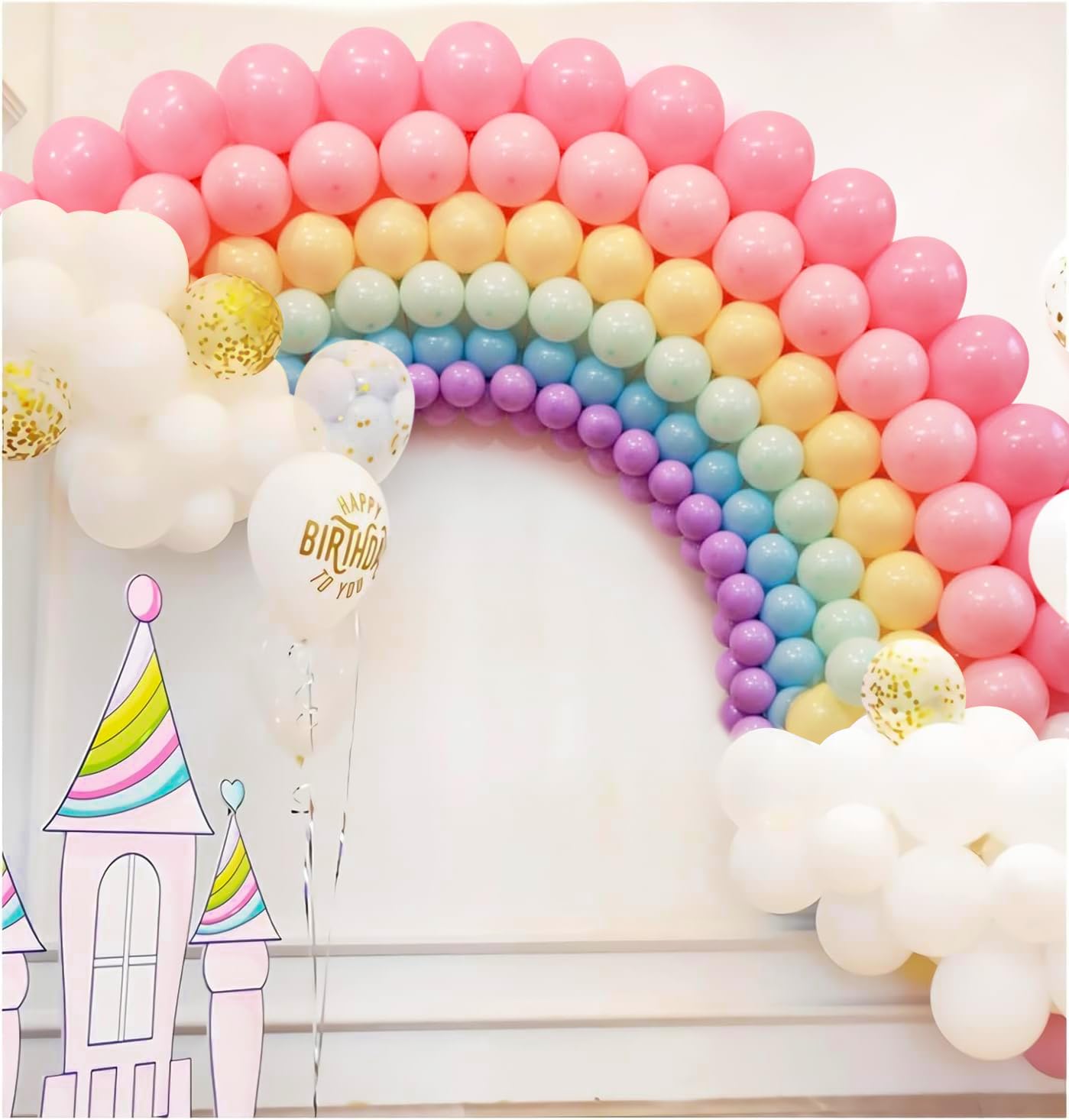Pastel rainbow balloon garland kit Australia — Gleam Haven baby shower balloons for first birthday and baby shower 2026
