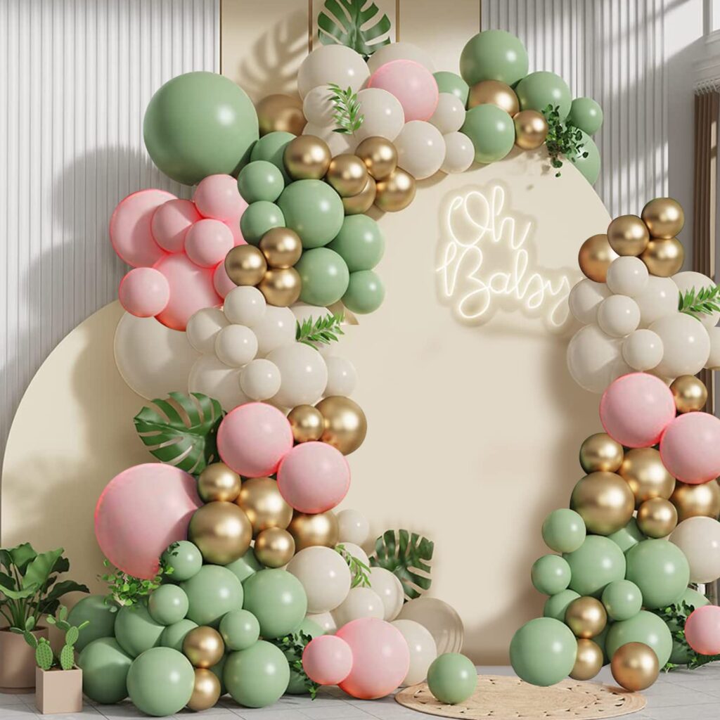 Gleam Haven balloon garland trends Australia 2026 — organic cloud-style balloon kit in blush and sage for birthday party