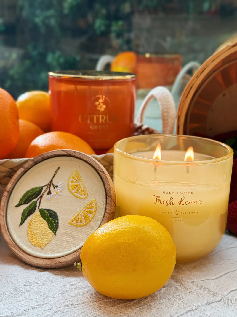 Fresh citrus scented candle Australia 2026 Gleam Haven best scented candles online bright green and lemon fragrance notes