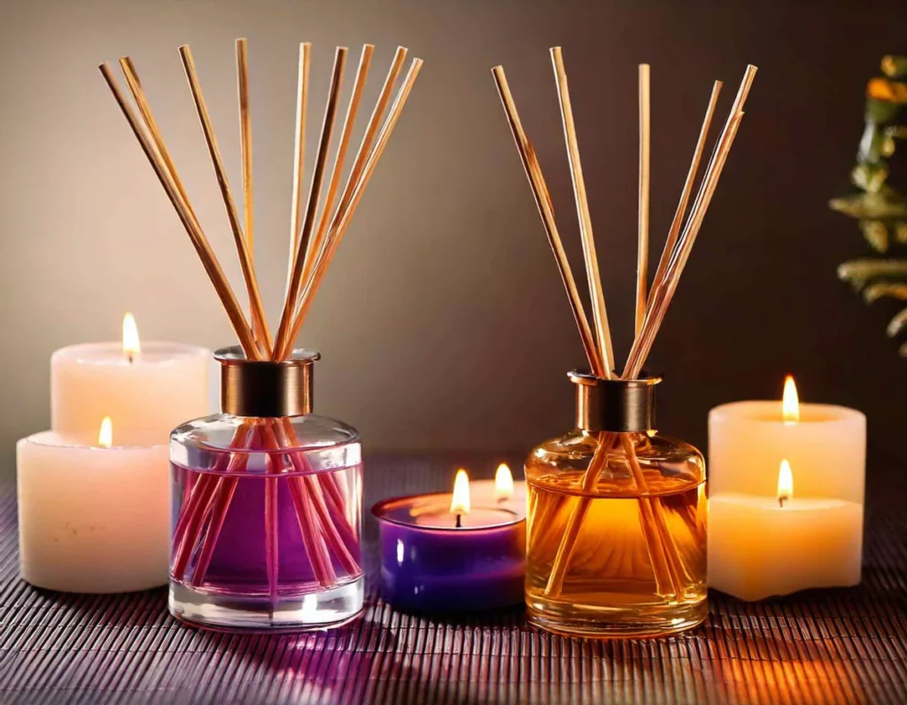 Reed diffuser vs scented candle Australia — Gleam Haven home fragrance comparison showing both products side by side