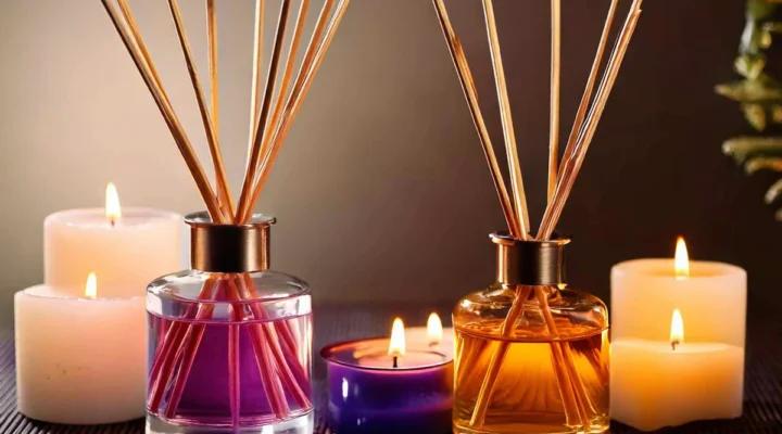 Reed diffuser vs scented candle Australia — Gleam Haven home fragrance comparison showing both products side by side
