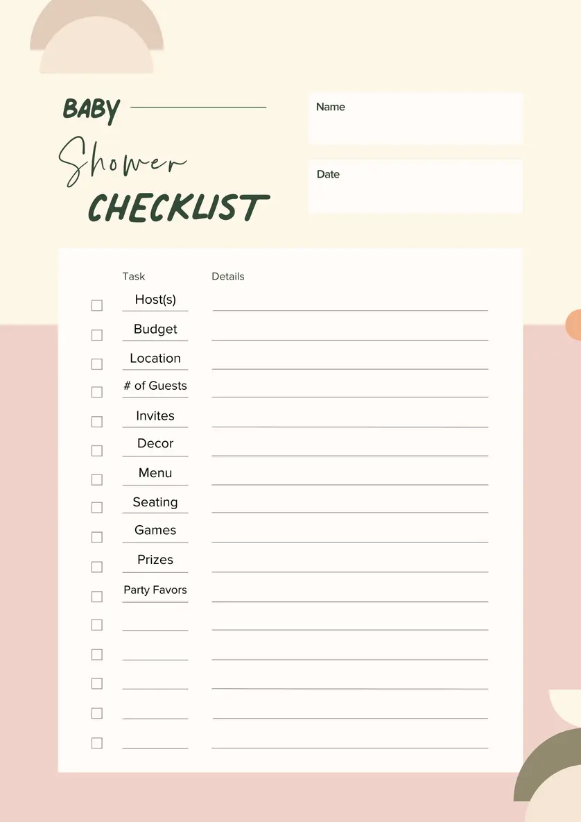 Baby shower party supply checklist laid out on a planning table, Melbourne 2026

